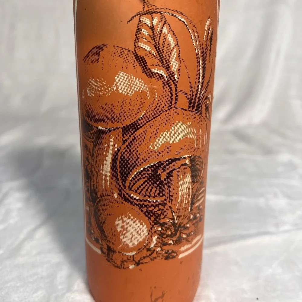 Vintage 1970s Orange Glass Mushroom Candle Holder Cylinder Retro MCM Decor